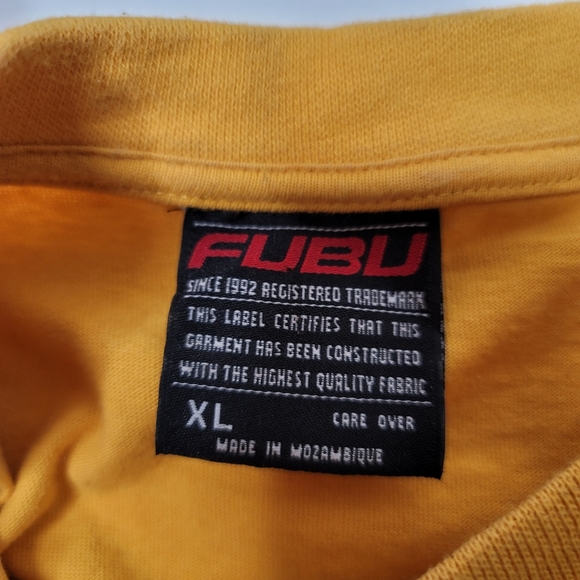 FUBU 90s vintage logo yellow tee shirt size XL - Picture 5 of 6